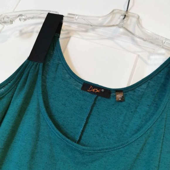 Dex Green Asymmetrical Wrap-Look Tunic Tank Top - Picture 2 of 3